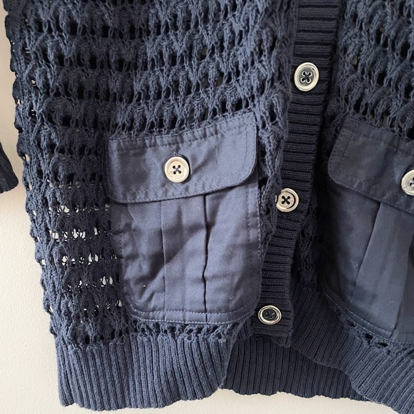 NWT Jones New York Navy Admiral Crochet Button Down Cardigan Small - Picture 11 of 11